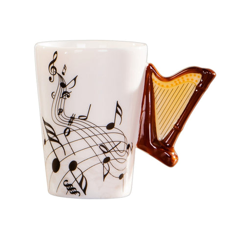Creative novelty harp handle ceramic cup