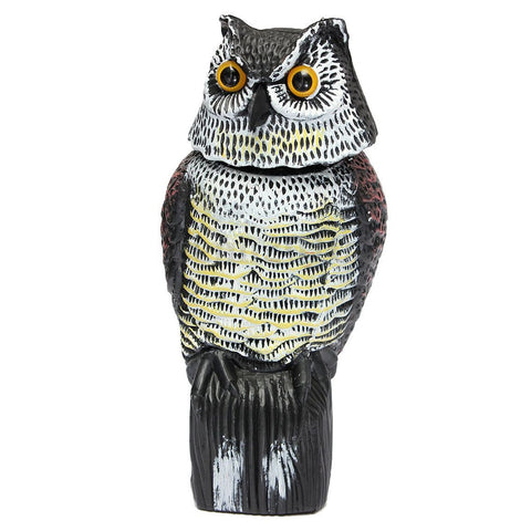 Large Realistic Owl Decoy Rotating Head Weed Pest Control Crow Scarecrow