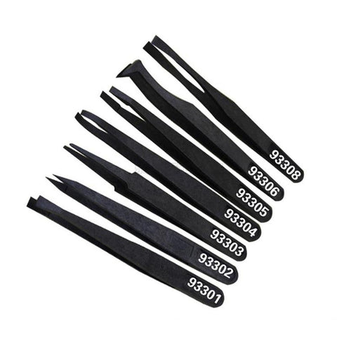 Multifunction Black New Portable Straight Bend Anti-static Plastic Tweezer Heat Resistant Repair Tool